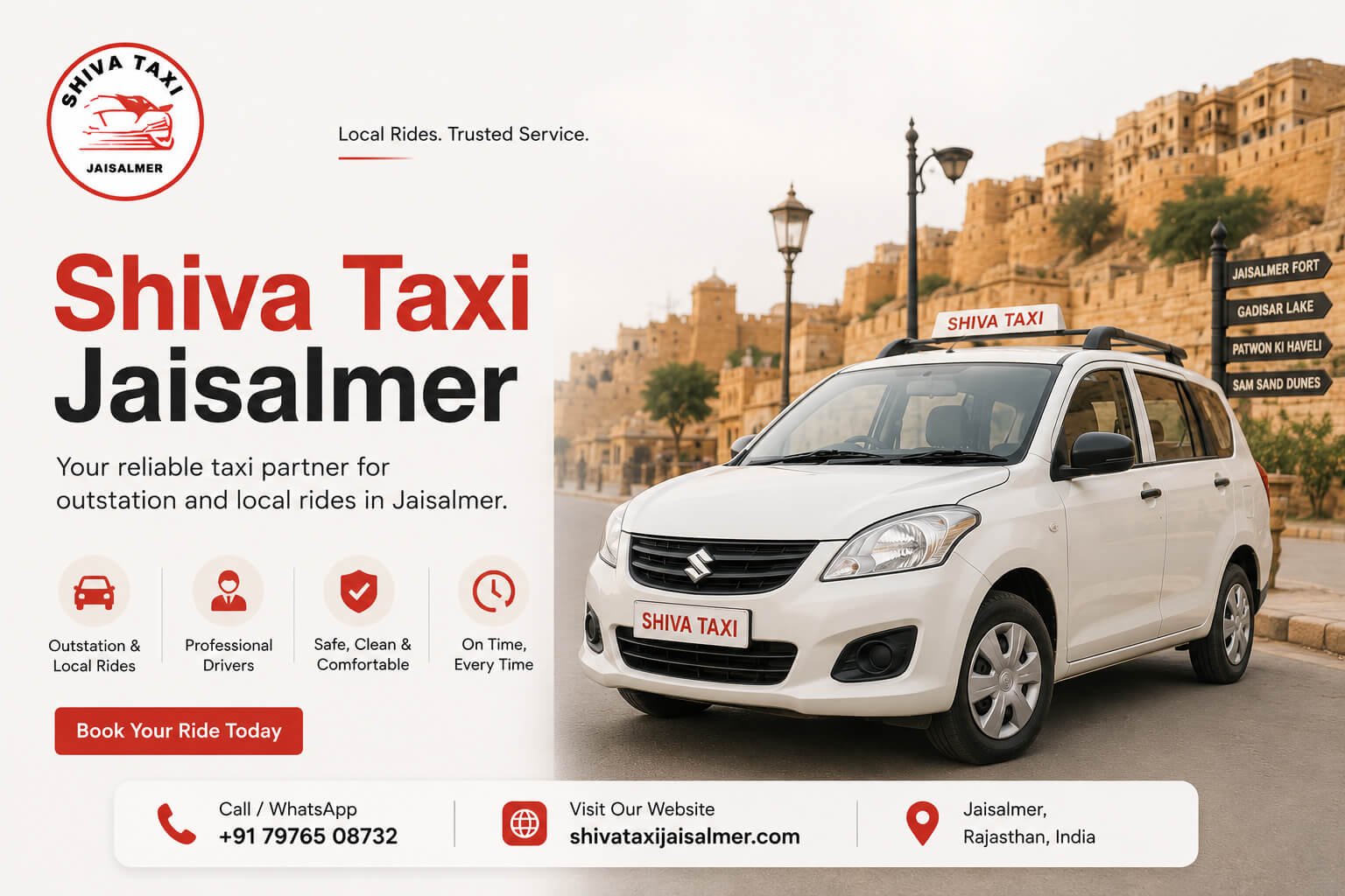 Book Taxi in Jaisalmer for Comfortable Sightseeing, Wedding Events & Local Travel