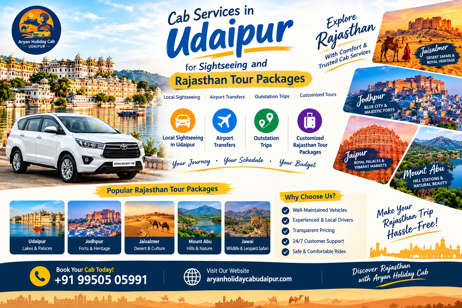 Cab Services in Udaipur for Sightseeing and Rajasthan Tour Packages